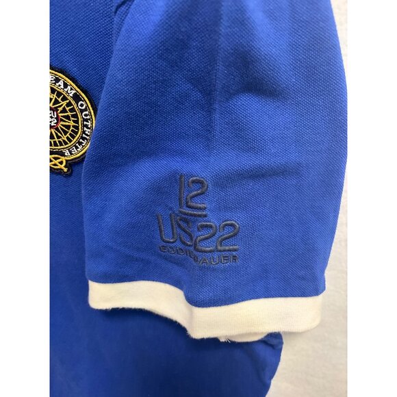 Eddie Bauer Blue Polo Shirt Embroidered Logos Mens Casual Short Sleeve Cotton xl - Picture 7 of 15